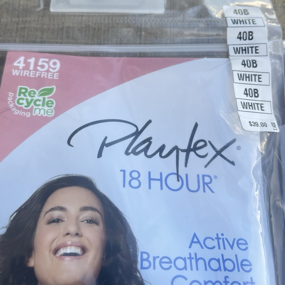 Playtex 18 Hour Active Breathable Comfort Wireless Bra Womens Size 40B White - Picture 3 of 7